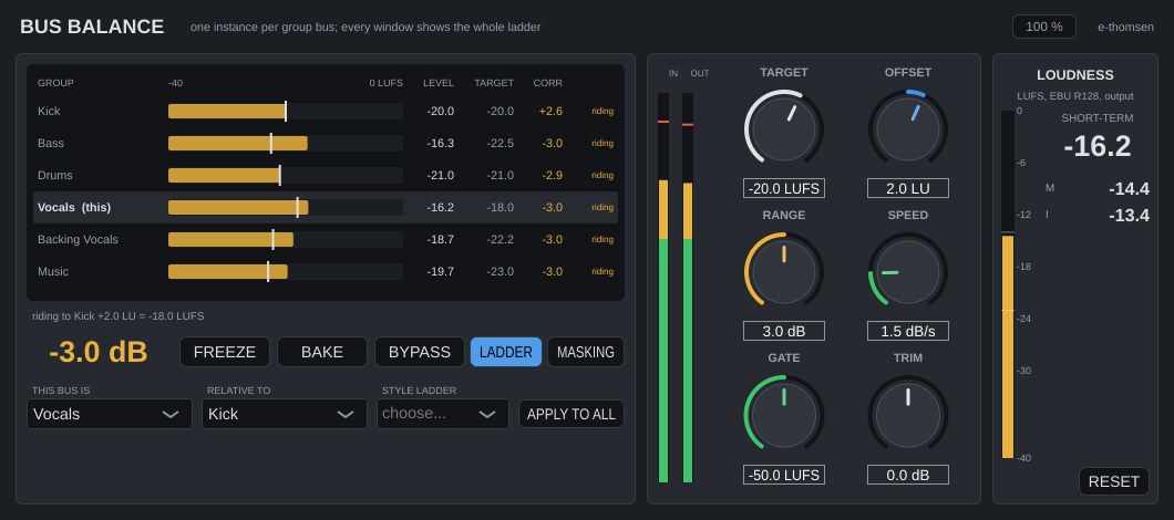 Bus Balance plugin window