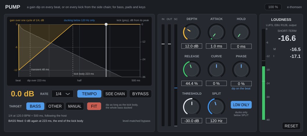Pump plugin window